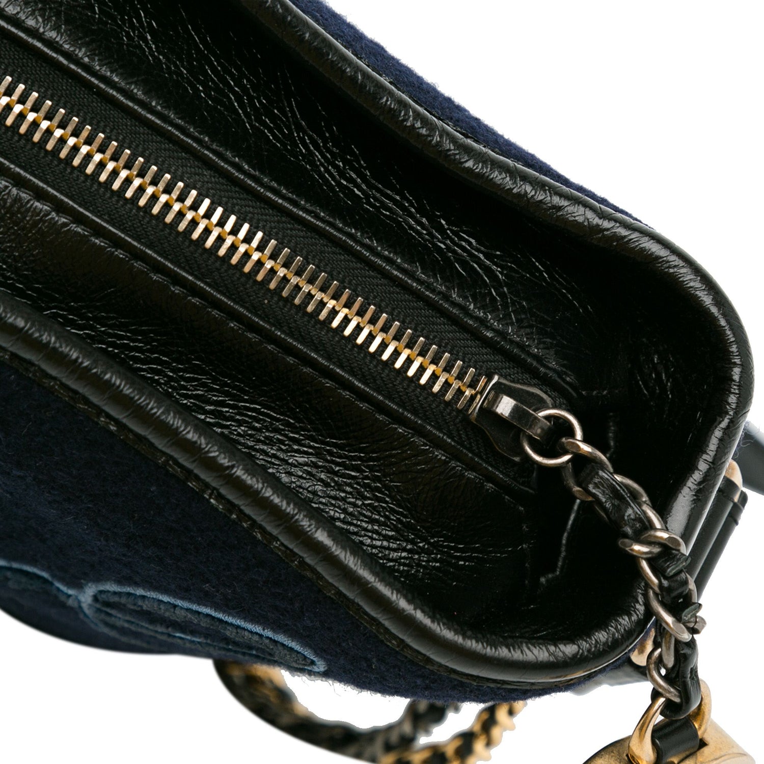 Chanel Medium Wool Paris-hamburg Embroidered Gabrielle Crossbody Blue