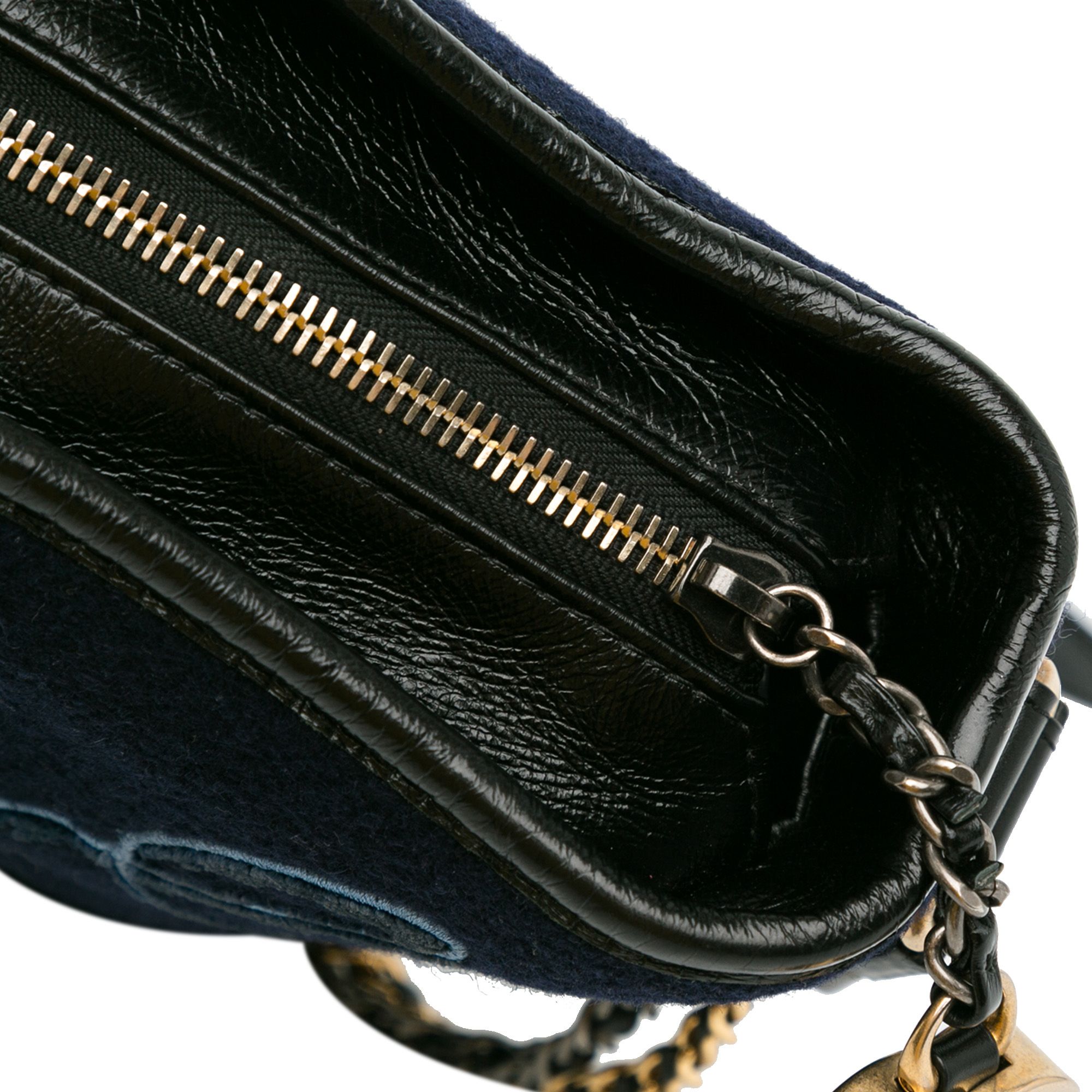 Chanel Medium Wool Paris-hamburg Embroidered Gabrielle Crossbody Blue