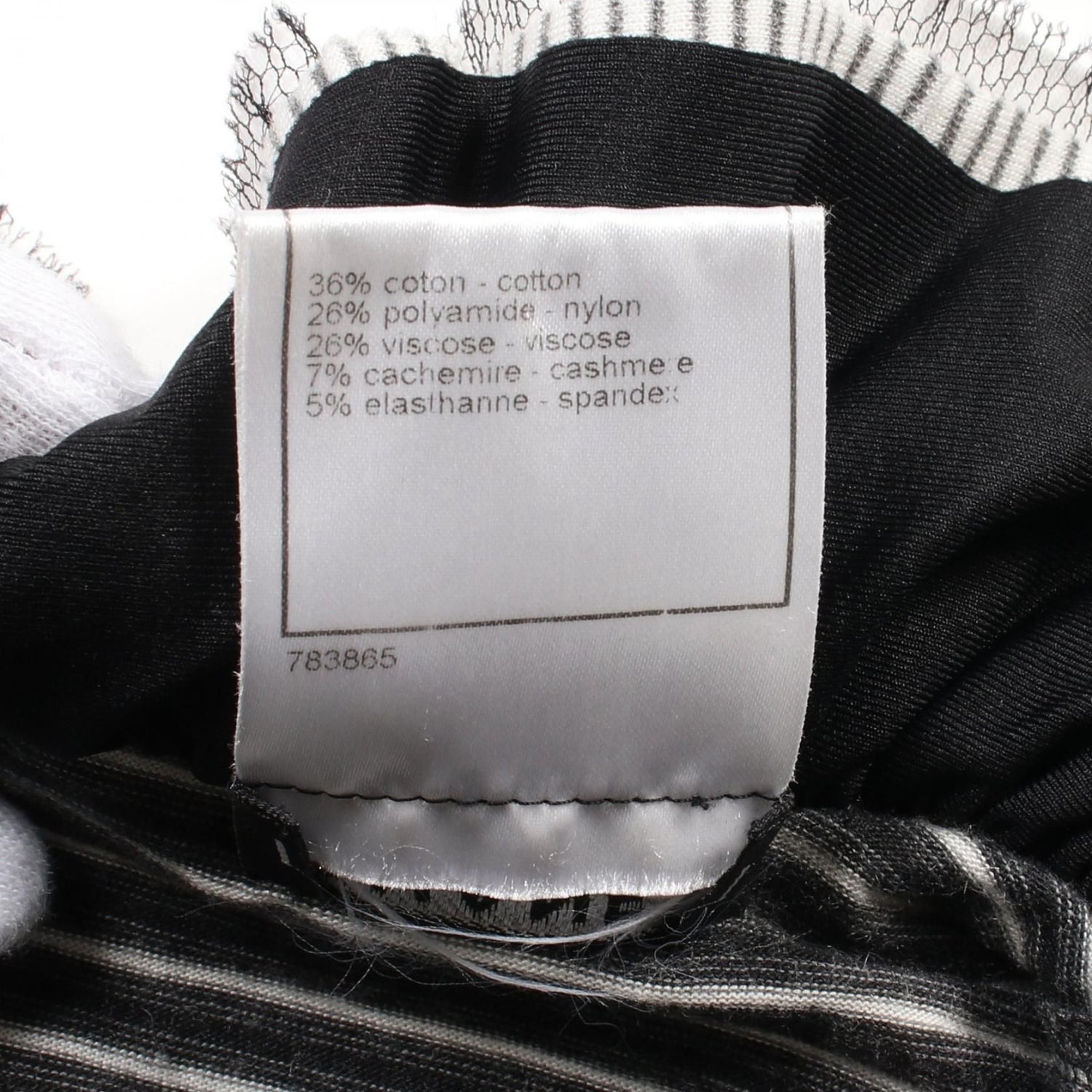 Chanel Black White T-shirt Cotton Nylon P 34294k 00963