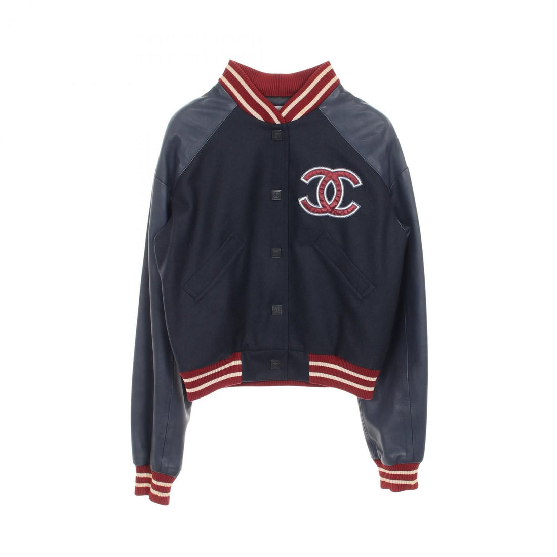 Chanel Black Navy Red Sports Line Coco Mark Stajan Wool Lambskin P 23442