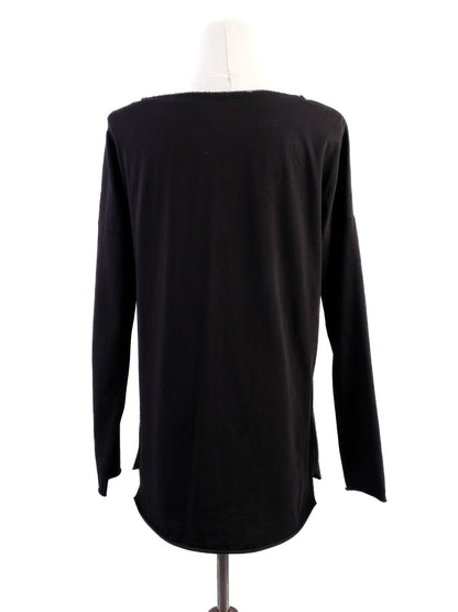 Excellent Luisa Spagnoli Black Cotton Top Size S with Decorative Embellishments