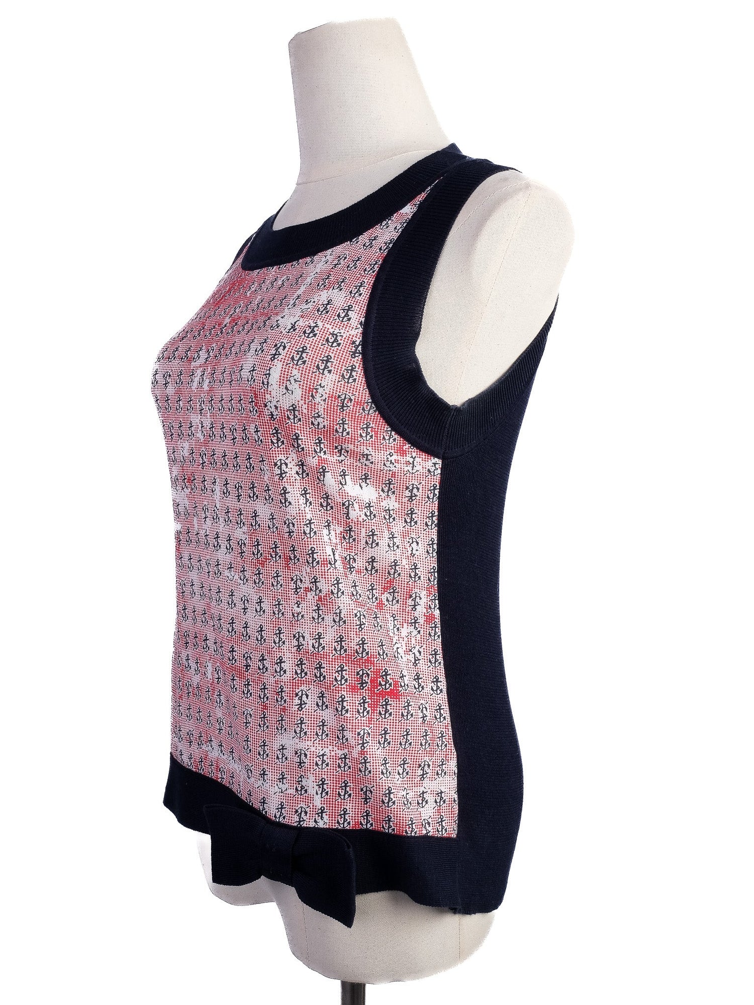 Excellent Red Valentino Sleeveless Top XS Combined Cotton Anchor Design