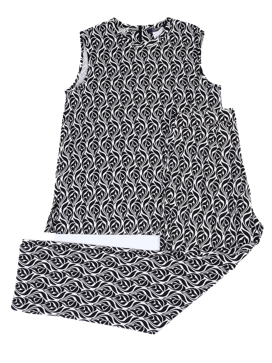 Excellent Max Mara Sleeveless Black and White Patterned Dress Women