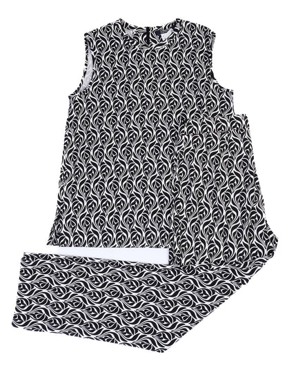 Excellent Max Mara Sleeveless Black and White Patterned Dress Women