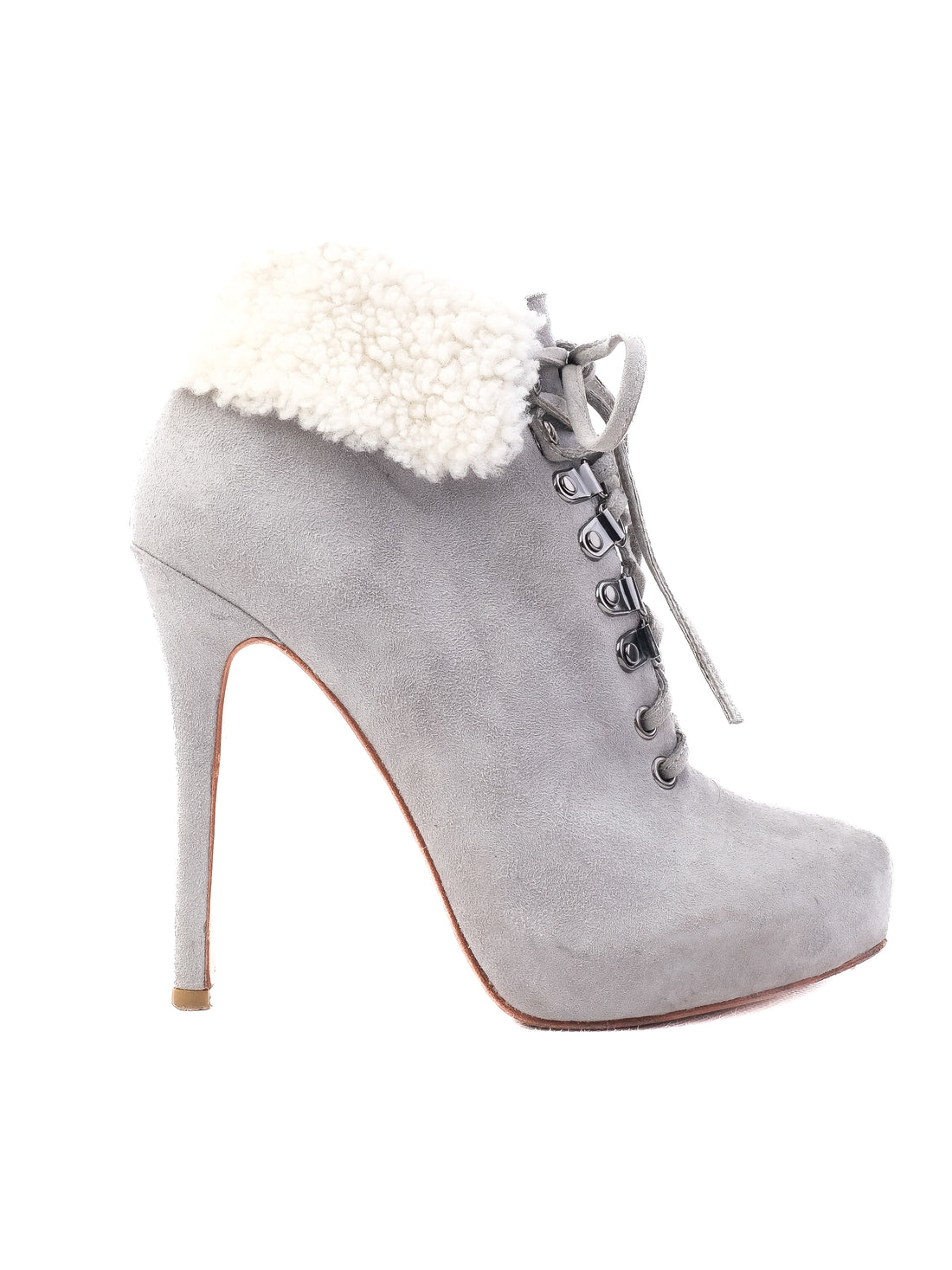 Excellent Lesilla High-Heeled Leather Ankle Boots Blue Size 39