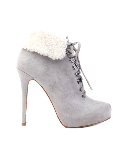 Excellent Lesilla High-Heeled Leather Ankle Boots Blue Size 39