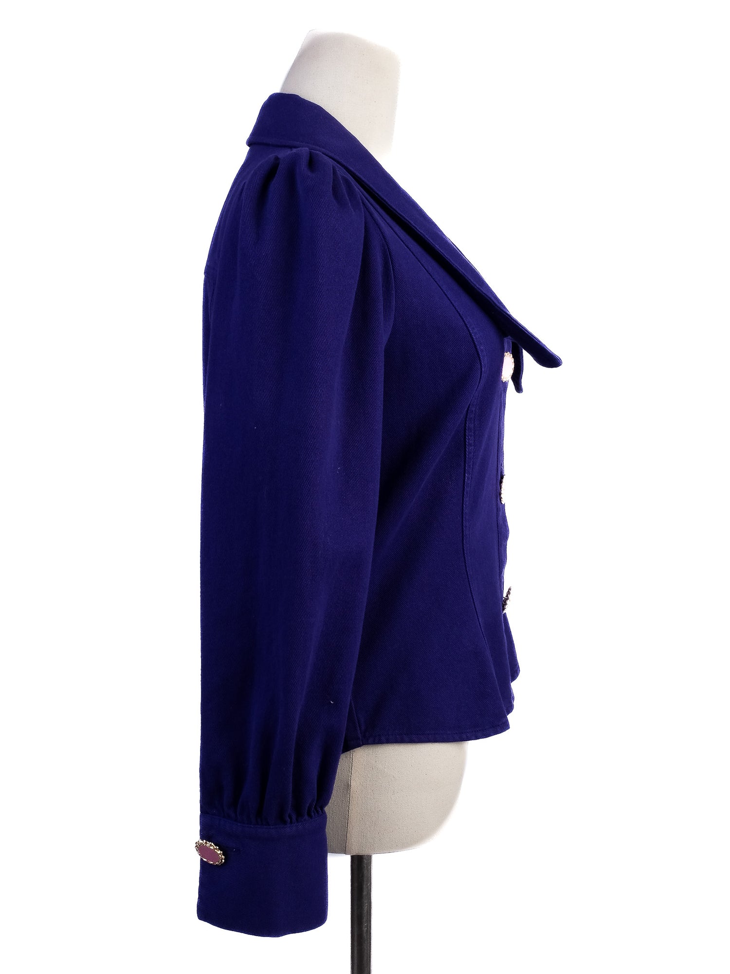 Excellent Uterque Purple Velvet Jacket with Decorative Buttons Size S