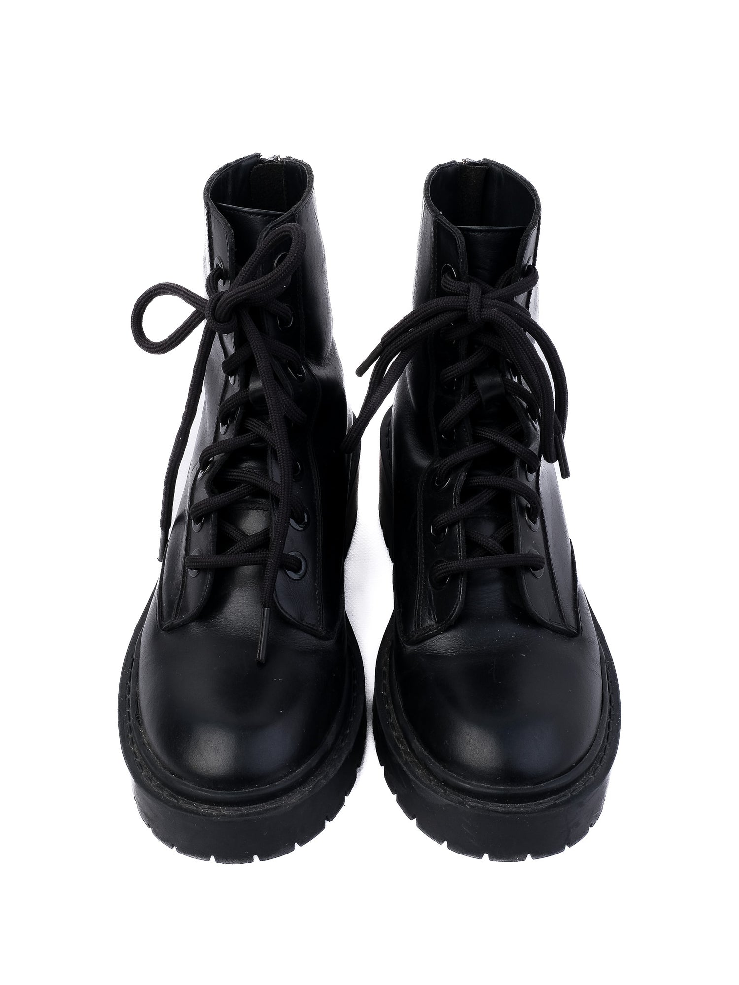 Excellent Kenzo Black Leather Lace-Up Combat Boots Size Not Specified
