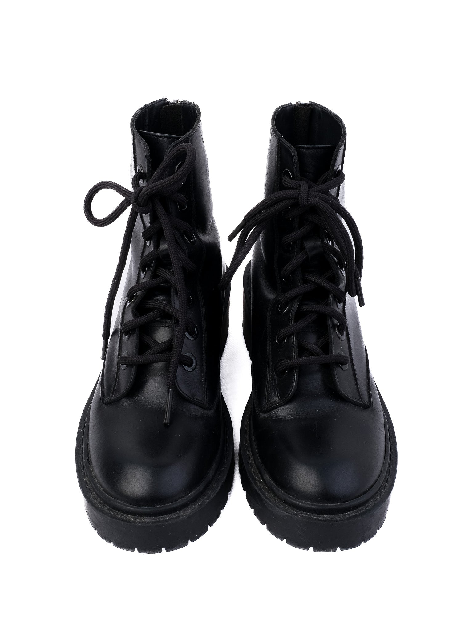 Excellent Kenzo Black Leather Lace-Up Combat Boots Size Not Specified