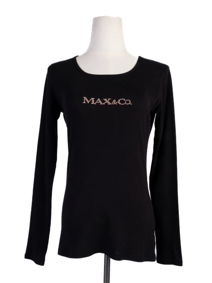 Excellent MaxCo Black Long-Sleeved Shirt Size S Cotton Natural
