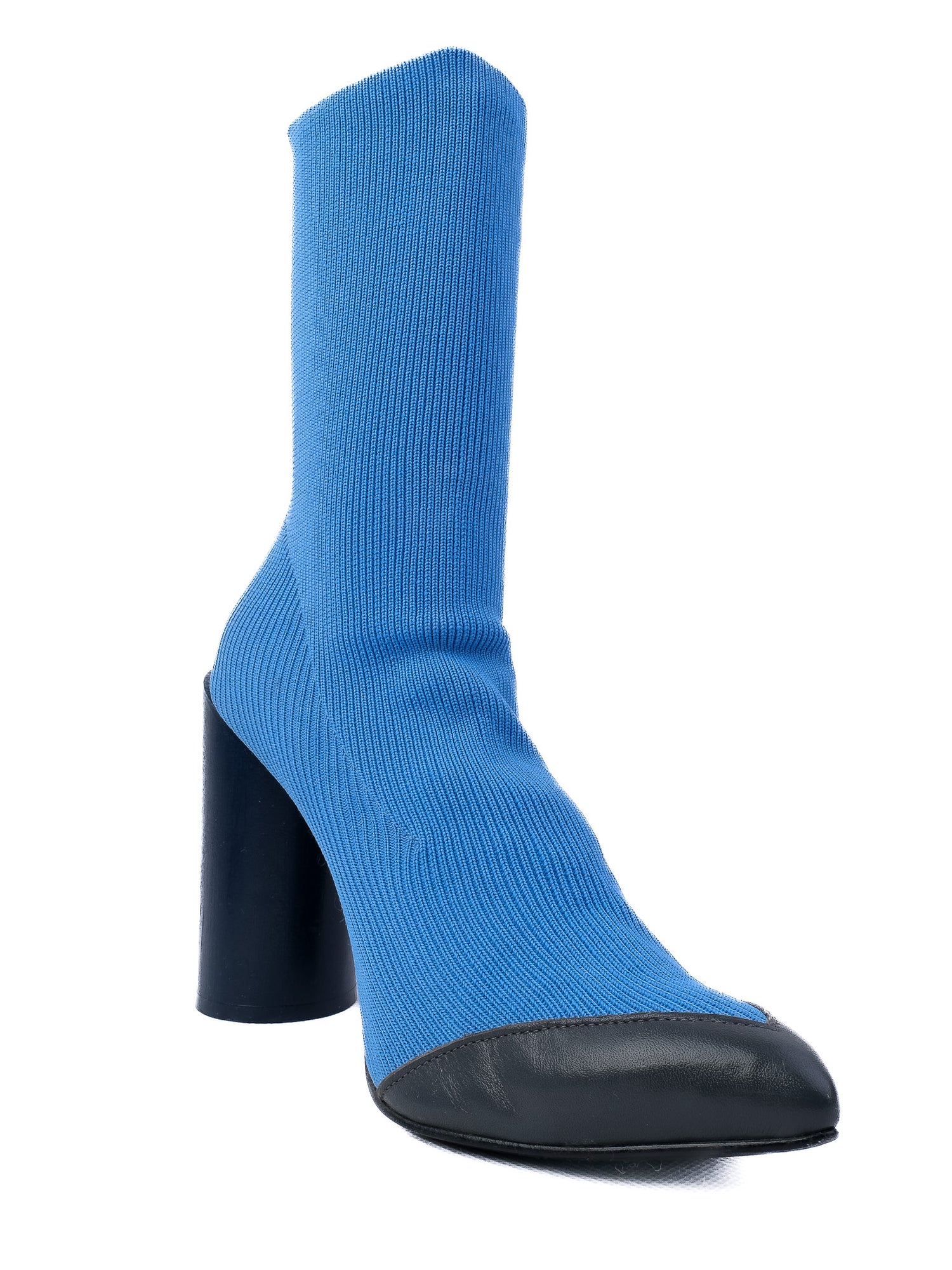 Perfect Toga Blue Textile Sock-Style Boots Size 40 with Chunky Heel