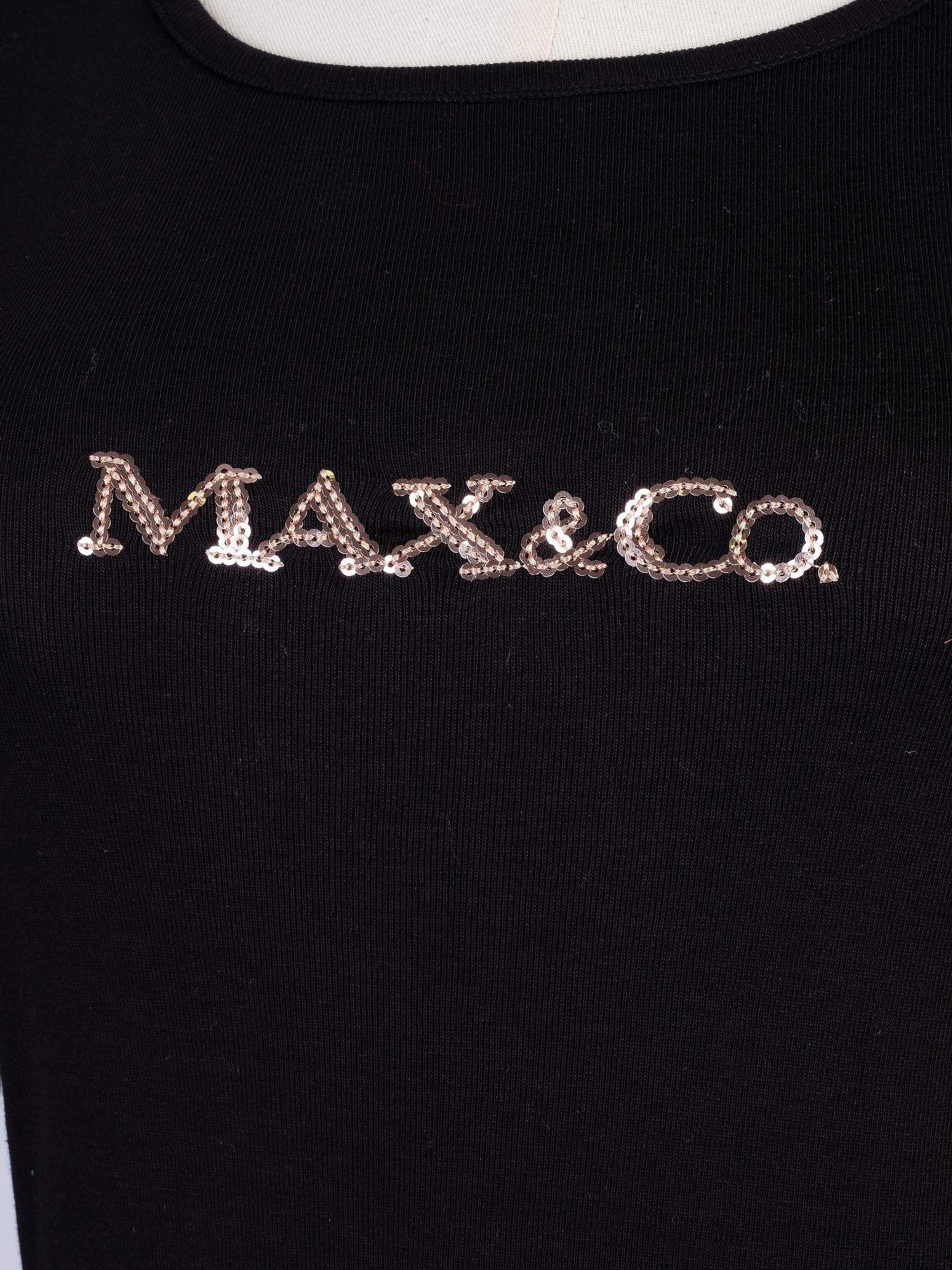Excellent MaxCo Black Long-Sleeved Shirt Size S Cotton Natural