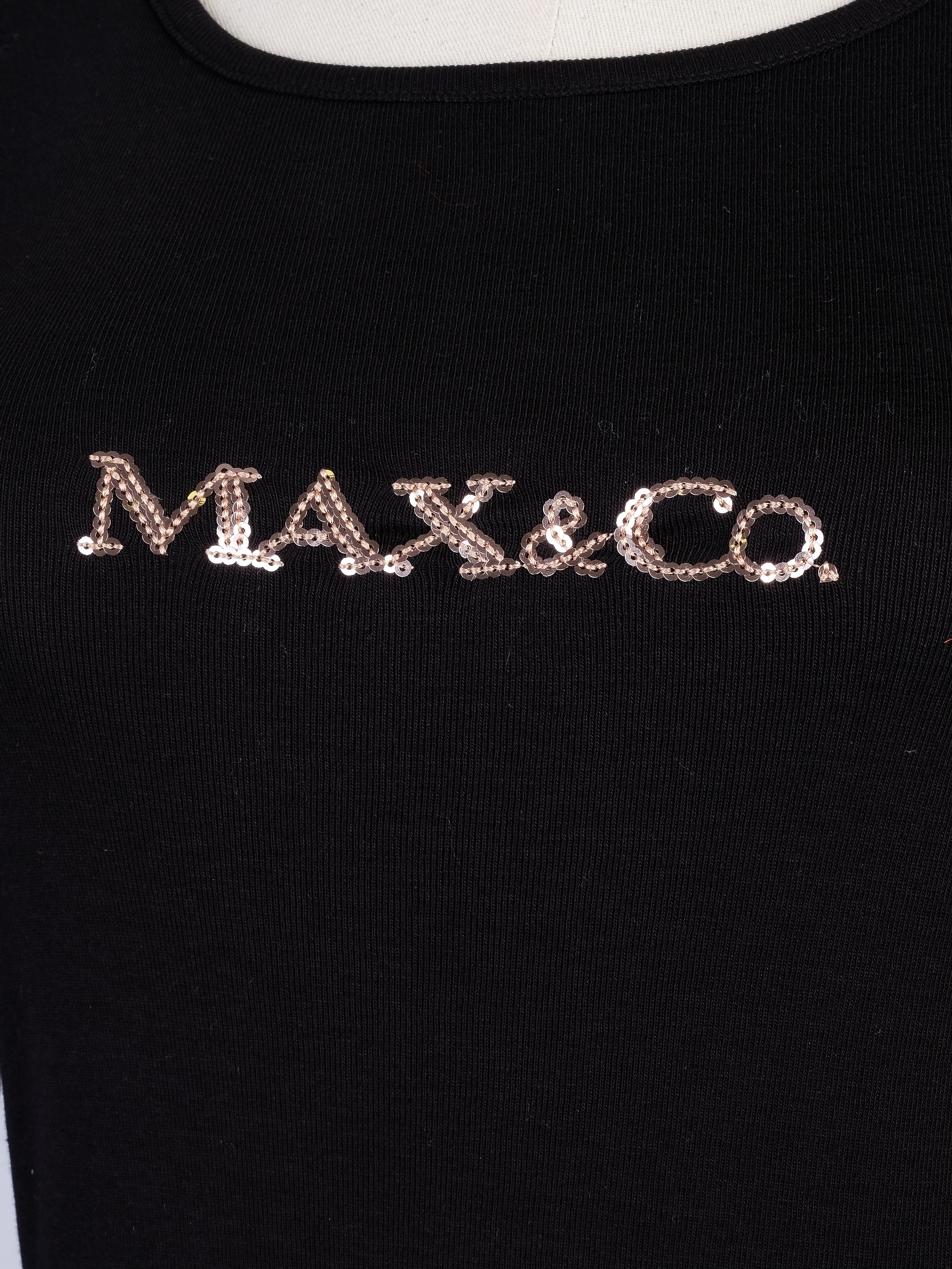 Excellent MaxCo Black Long-Sleeved Shirt Size S Cotton Natural
