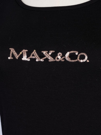 Excellent MaxCo Black Long-Sleeved Shirt Size S Cotton Natural