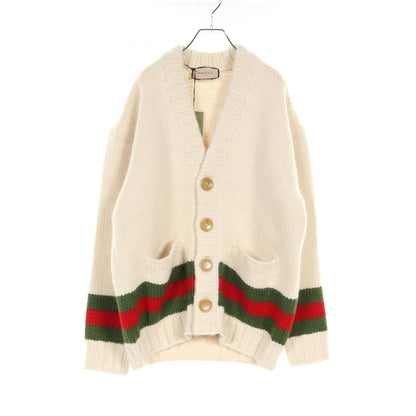 Gucci Sherry Line Cardigan Beige Green Red Wool Nylon 706735xklj 4