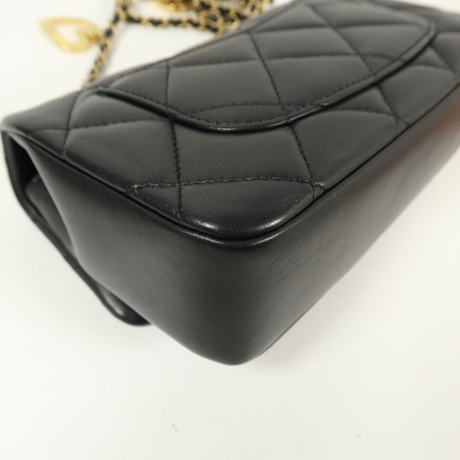 Chanel Black Sheepskin Leather Chain Shoulder Bag With Gold Buckle Black Shoulder Bag Lambskin (