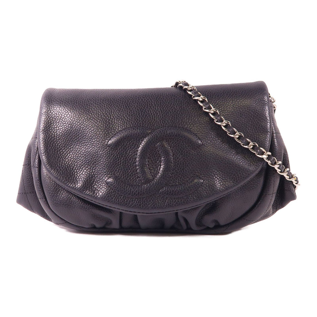 Chanel Black Cowhide Leather Shoulder Bag Calfskin (cowhide)
