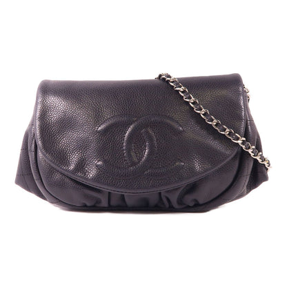Chanel Black Cowhide Leather Shoulder Bag Calfskin (cowhide)