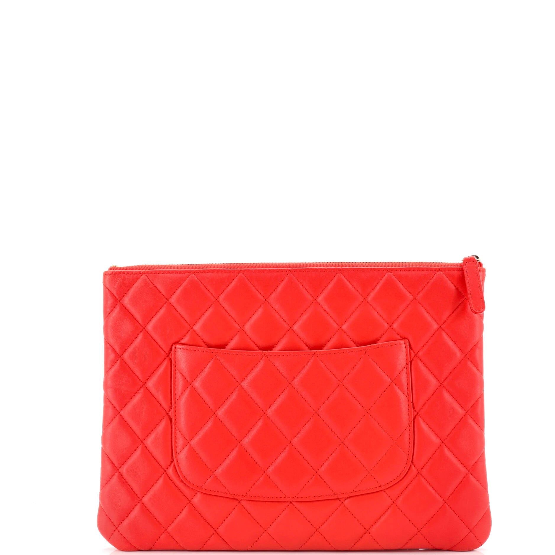 Chanel O Case Clutch Quilted Lambskin Medium