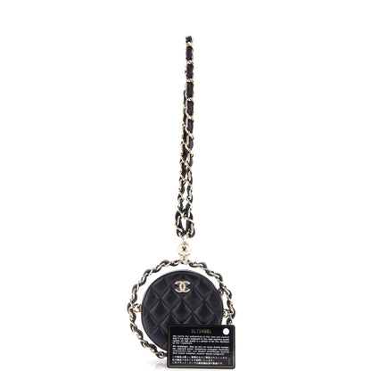 Chanel Frame Chain Around Round Clutch With Chain Quilted Lambskin Mini