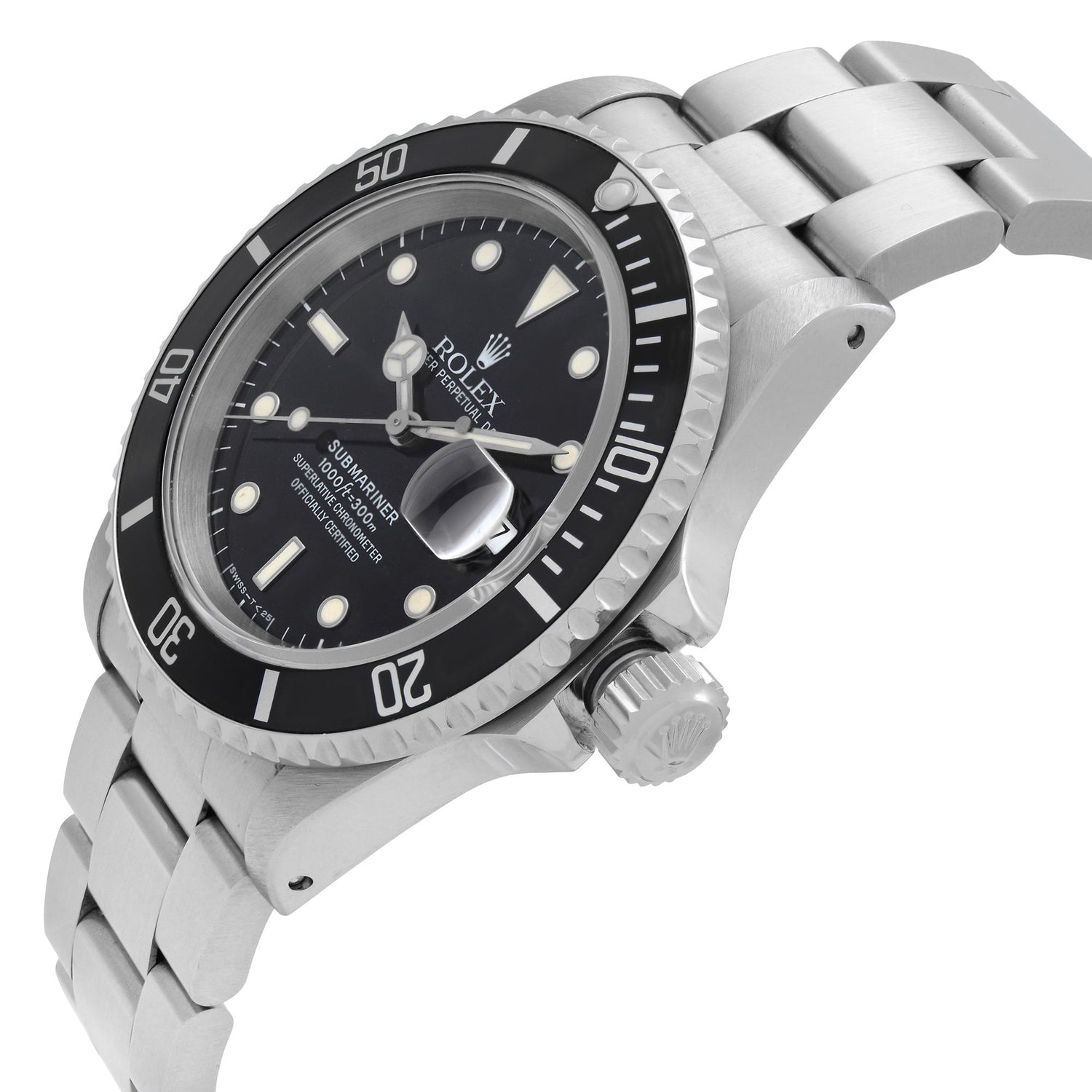 Rolex Submariner Date 40mm Holes Steel None Ceramic Black Dial Mens Watch 16610