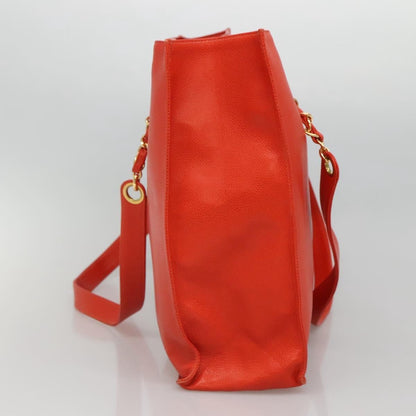 Chanel Caviar Orange Chain Tote