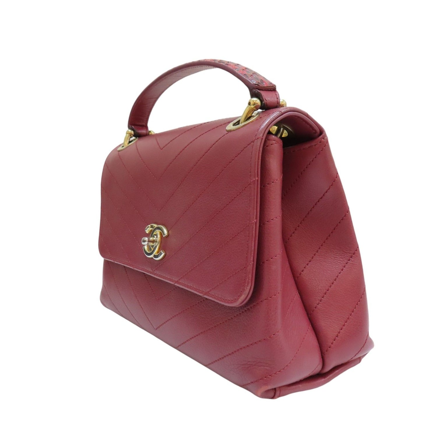 Chanel Small Chevron Chic Top Handle Flap, Calfskin Stitched