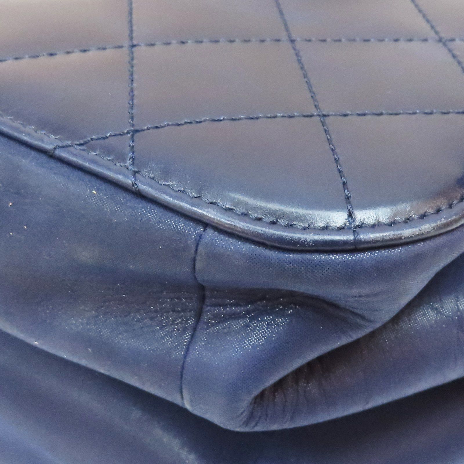 Chanel Matelasse Coco Mark Shoulder Handbag Calfskin Blue Gold Metal