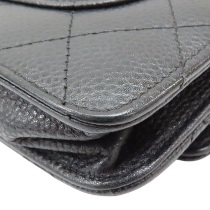 Chanel Woc Wallet On Chain Shoulder Bag Black Quilted Grained Calfskin