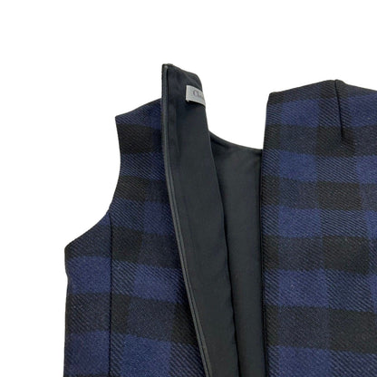Dior Check One Peice Dress Wool Blue 34