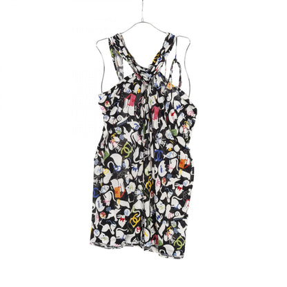 Chanel Black Multicolor Coco Mark Camelia Dress Cotton P 30594