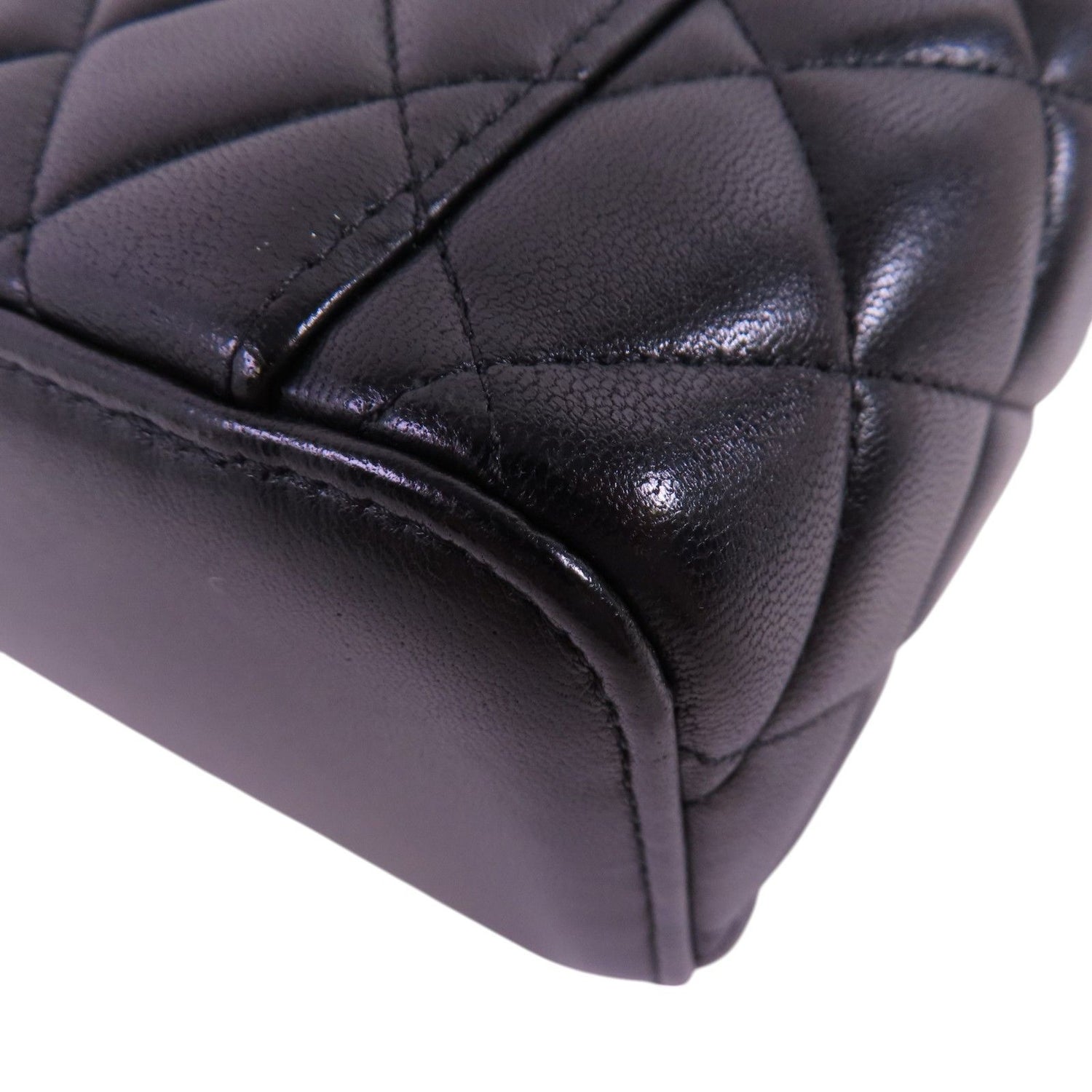 Chanel Black Sheepskin Leather Vanity Case Hand-handed Shoulder Bag 2way Shoulder Bag Lambskin (sheep Leather)