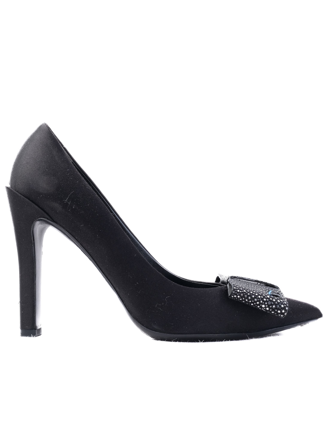 Good Louis Vuitton Black Leather High Heels with Decorative Bow Size 38.5