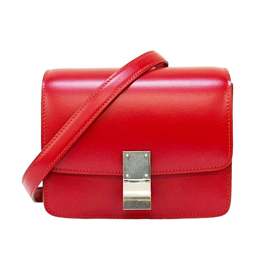 Celine Small Classic Shoulder Bag Red Box Calfskin
