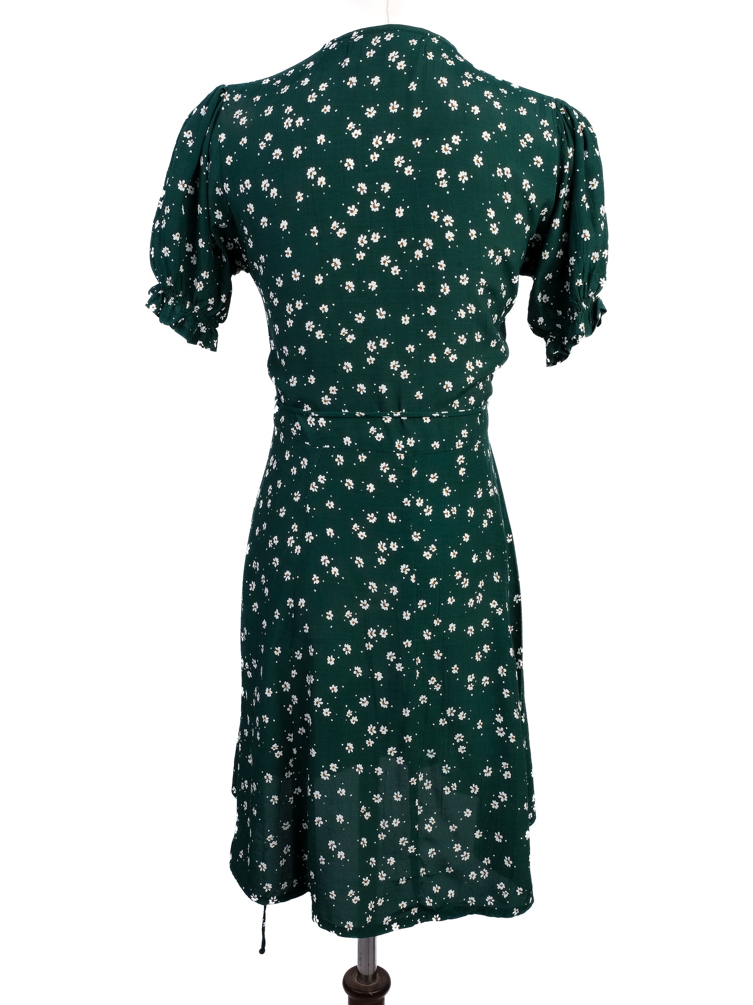 Excellent Faithfull The Brand Green Floral Wrap Dress XS V-Neck