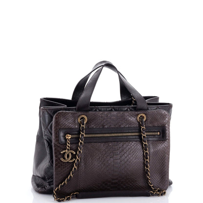 Chanel Urban Mix Tote Quilted Glazed Calfskin And Python Medium