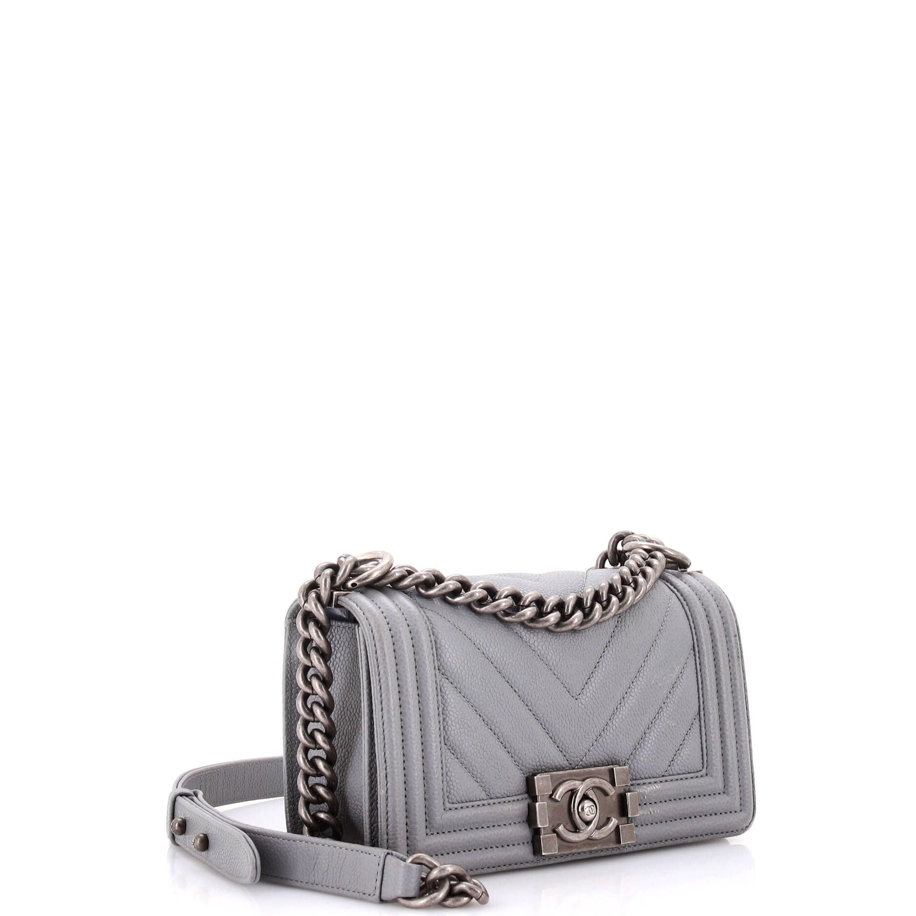 Chanel Boy Flap Bag Chevron Caviar Small
