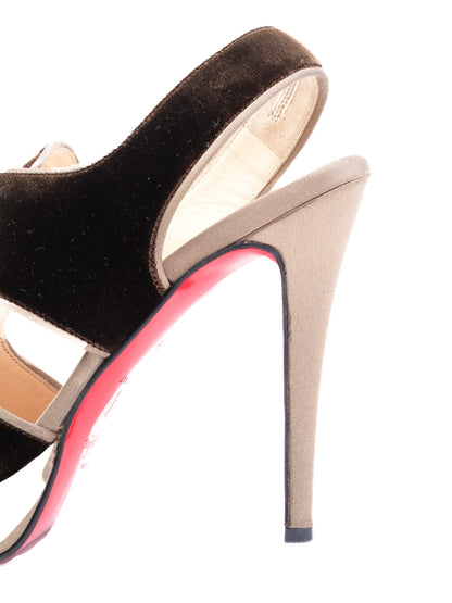 Christian Louboutin Excellent Condition Brown Velvet Heels Size 37.5