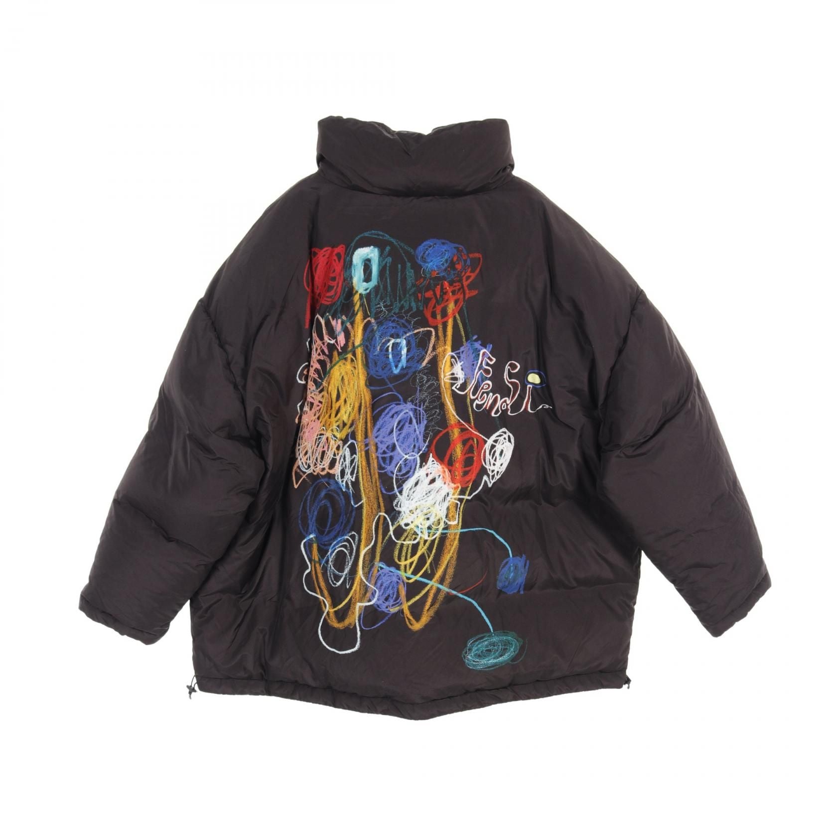 Fendi Down Jacket Faa 749agrk Polyester Black Multicolor Mens M