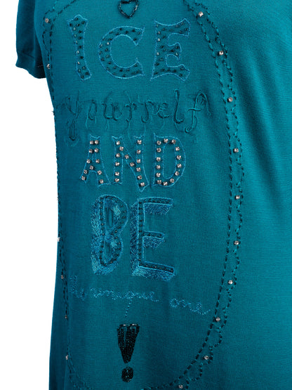 Excellent Iceberg Green Silk Dress Size S with Unique Design