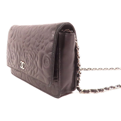 Chanel Lambskin Camellia Embossed Wallet on Chain WOC