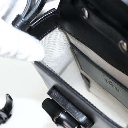 Gucci Calfskin Mini Bamboo Top Handle 3 Way Shoulder Bag Black