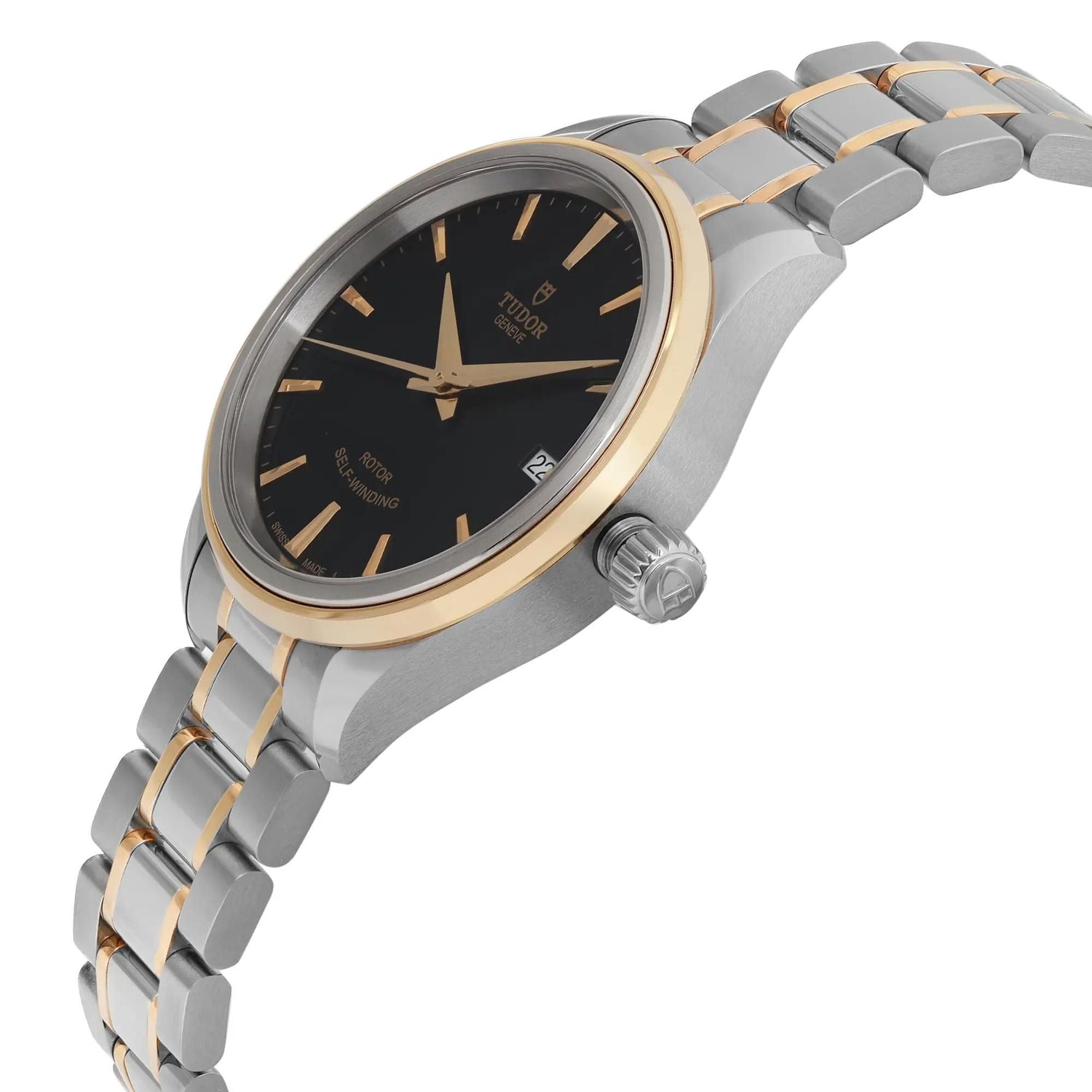 Tudor Style 34mm Gold Steel Black Dial Ladies Automatic Ladies Watch 12303-0003