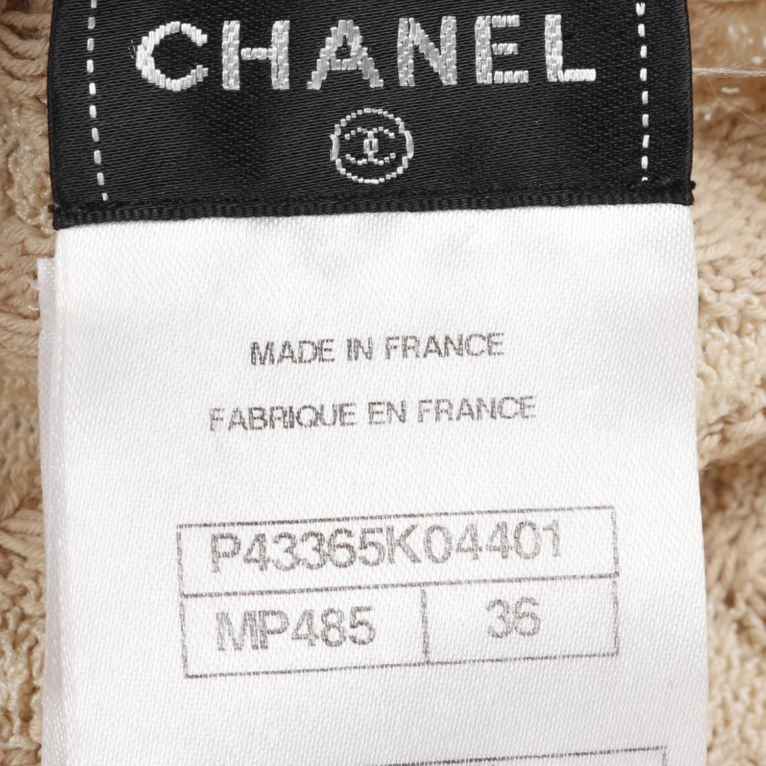 Chanel Navy Beige Coco Mark Button Cardigan Rayon Cotton Silk P 43365k 04401