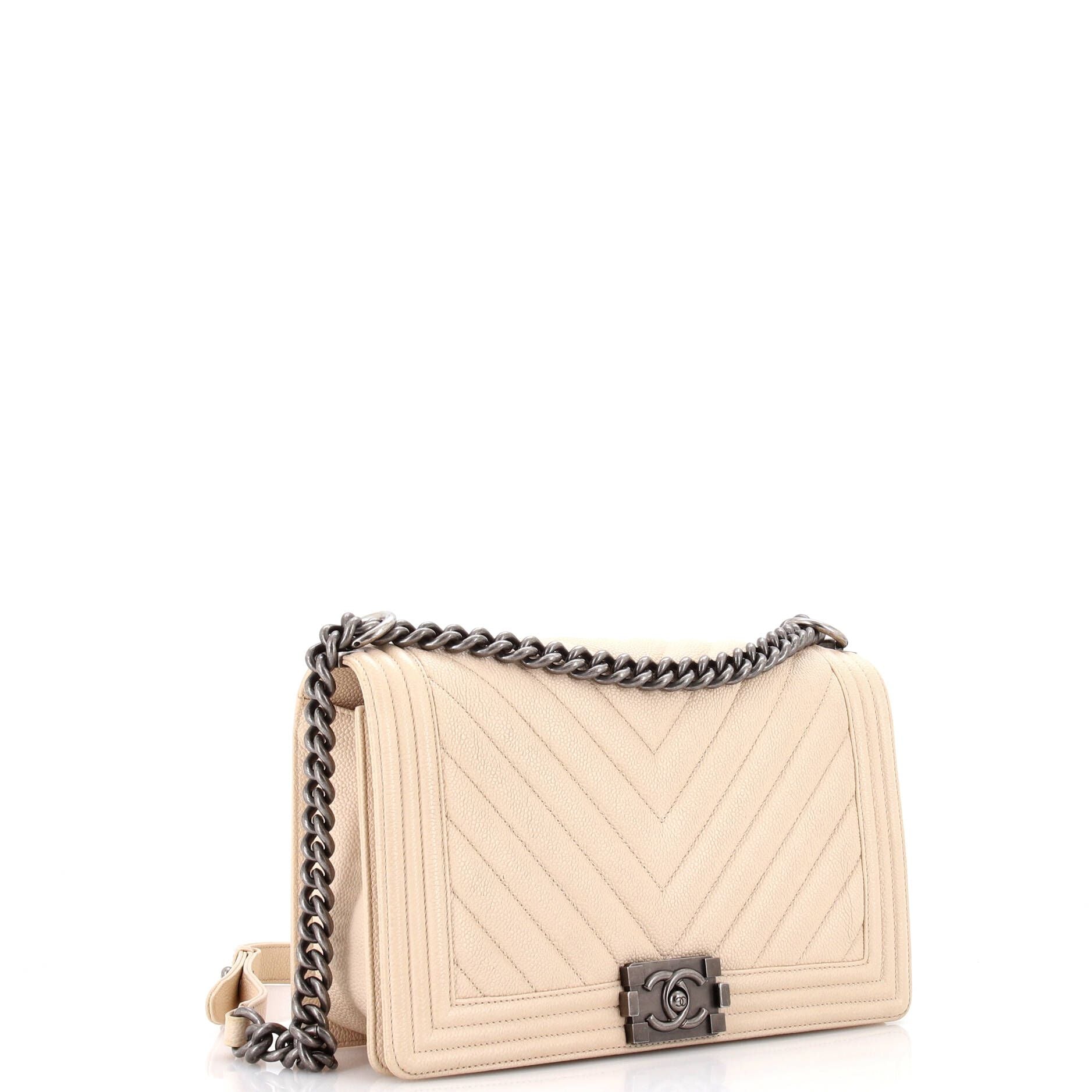 Chanel Boy Flap Bag Chevron Caviar New Medium