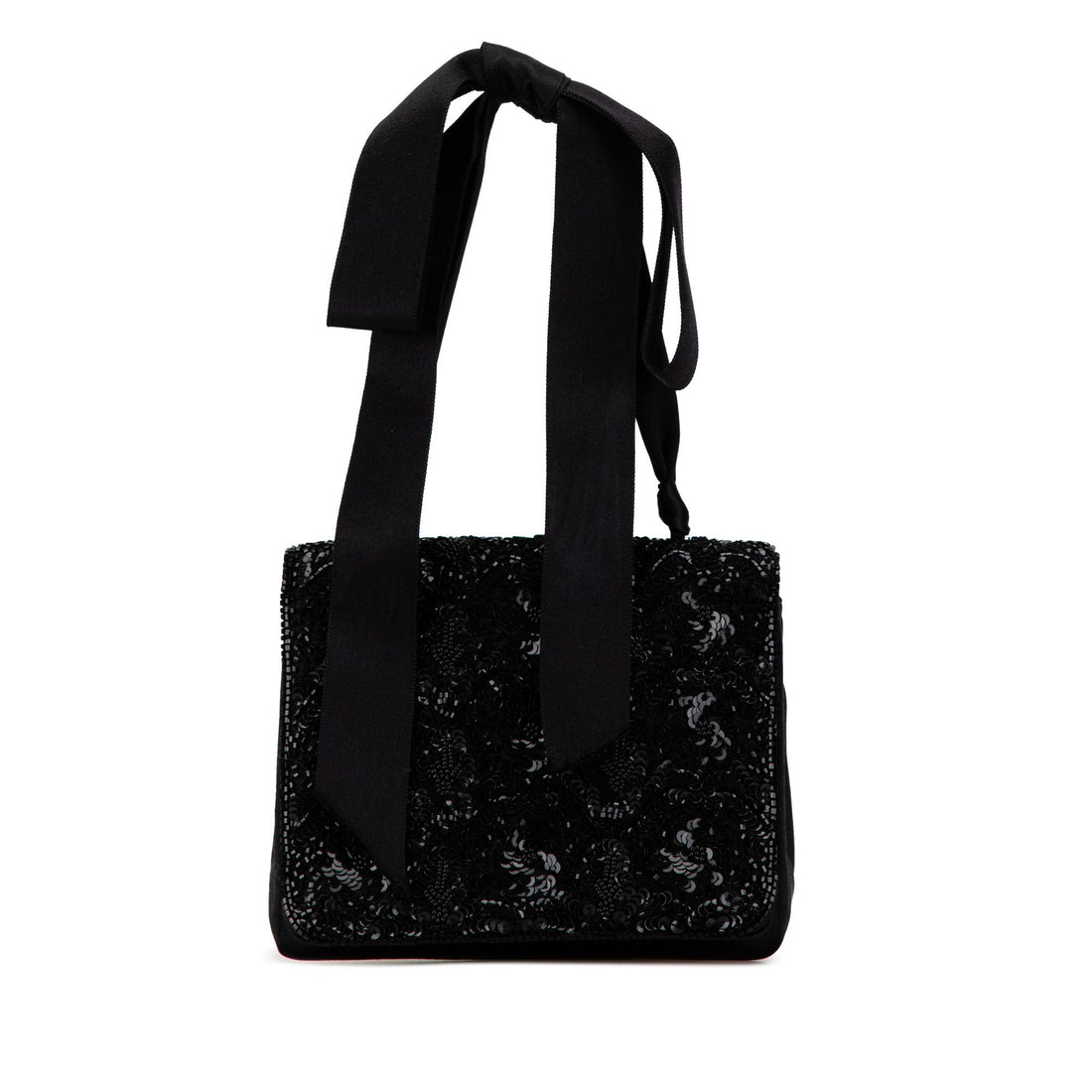 Chanel Satin Sequin Camellia Crossbody Black