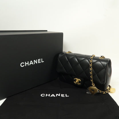 Chanel Black Sheepskin Leather Chain Shoulder Bag With Gold Buckle Black Shoulder Bag Lambskin (