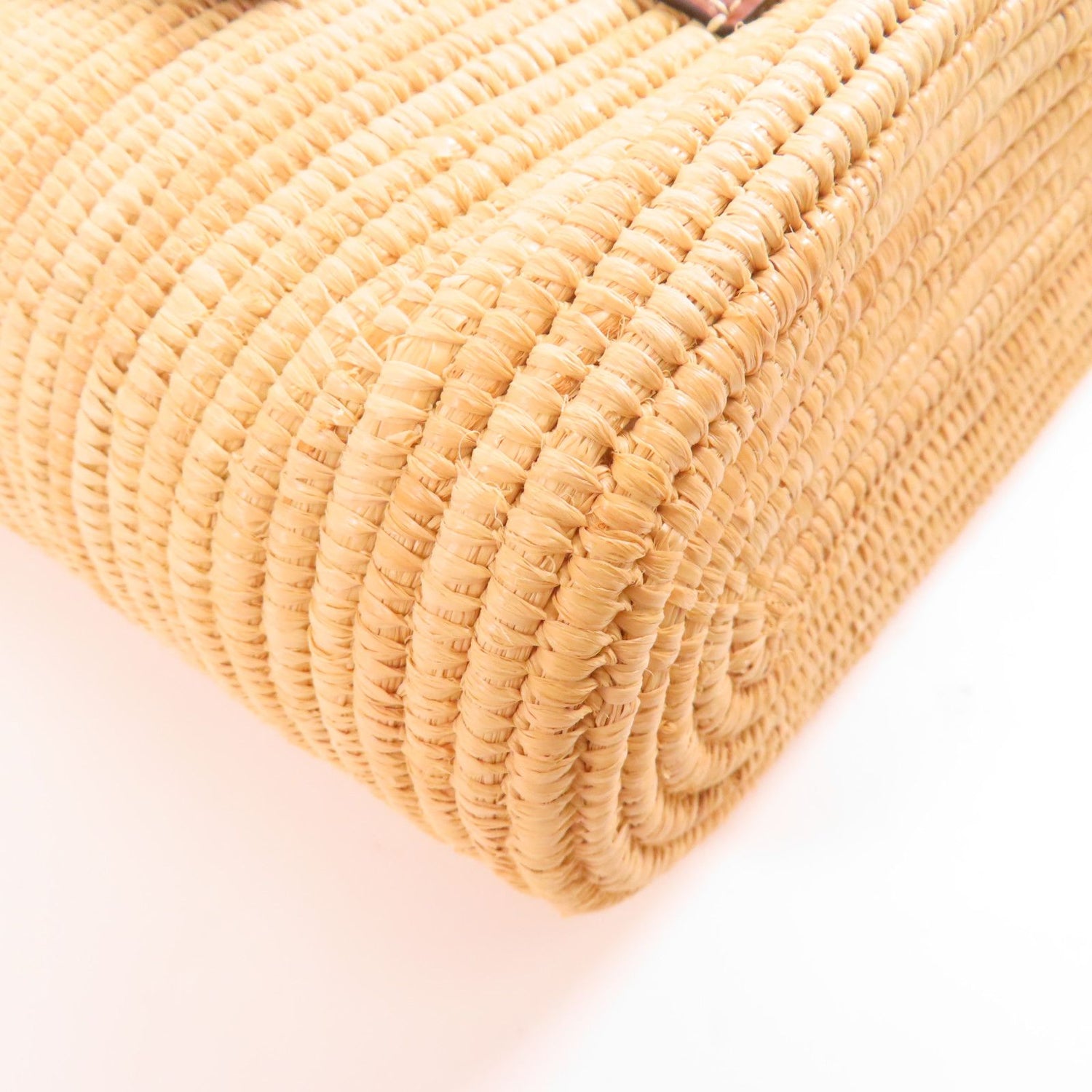 Loewe Sake Yam Tote Gold Shoulder Back Bag Brown Other Raffia