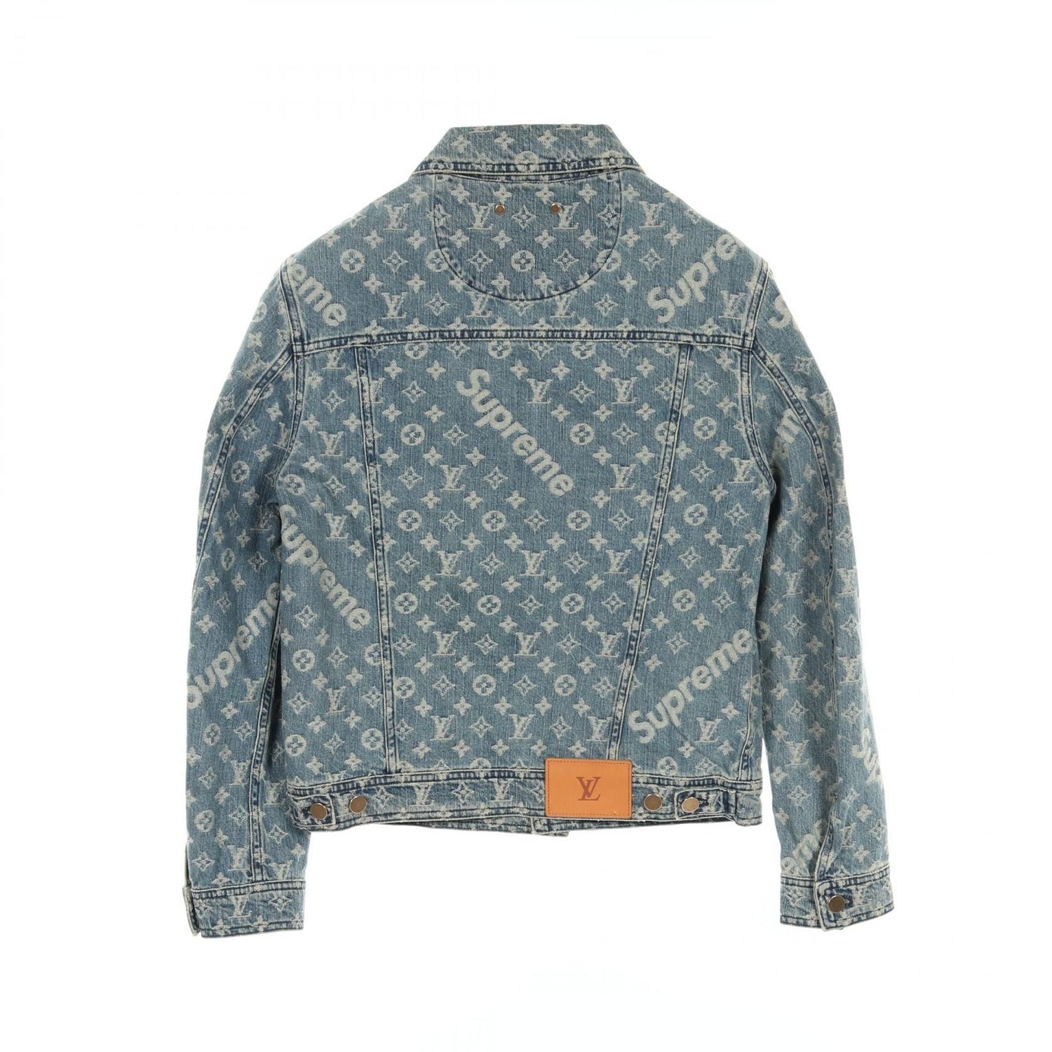 Louis Vuitton X Supreme Monogram Denim Jacket Hda 91wall Cotton Blue Mens 44