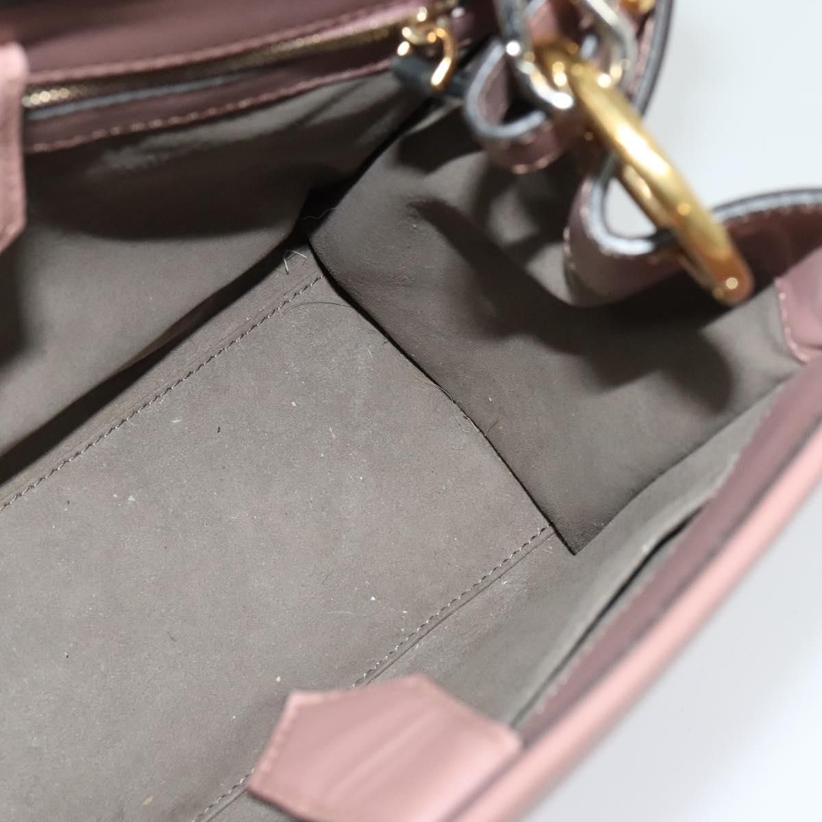 Fendi Runaway Small Hand Bag Leather 2way Pink Gold Auth